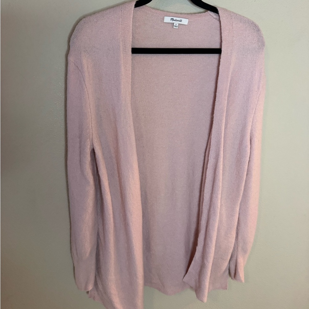Madewell Merino Wool Alpaca Blend Open Front Cardigan Pink Oversized Small